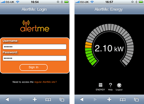 AlertMe Energy on the iPhone